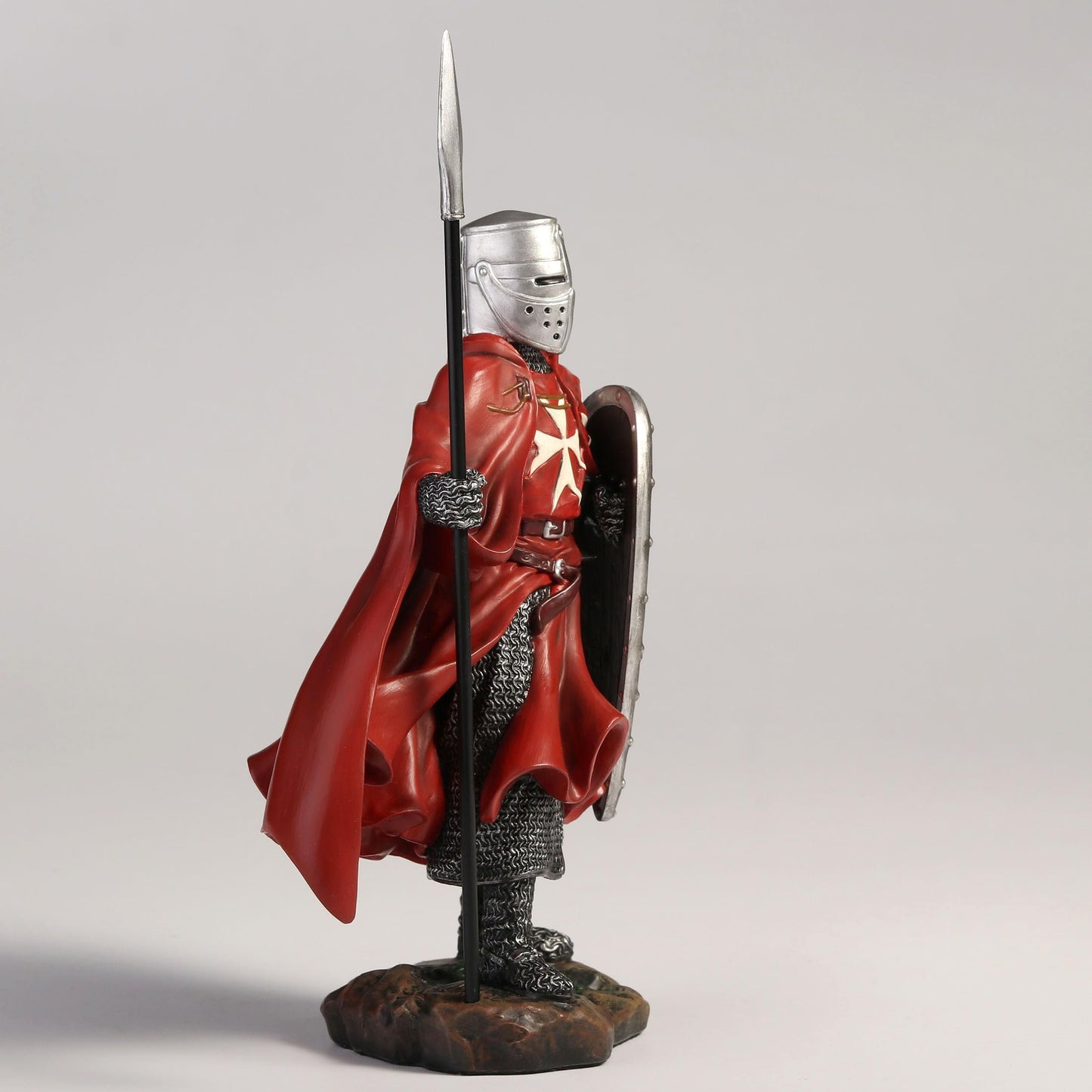 Veronese Design 7 3/4 Inch Maltese Knights Hosipitaller Templar Spear and Shield Hand Painted Polystone Home Decor Statue Collectibles