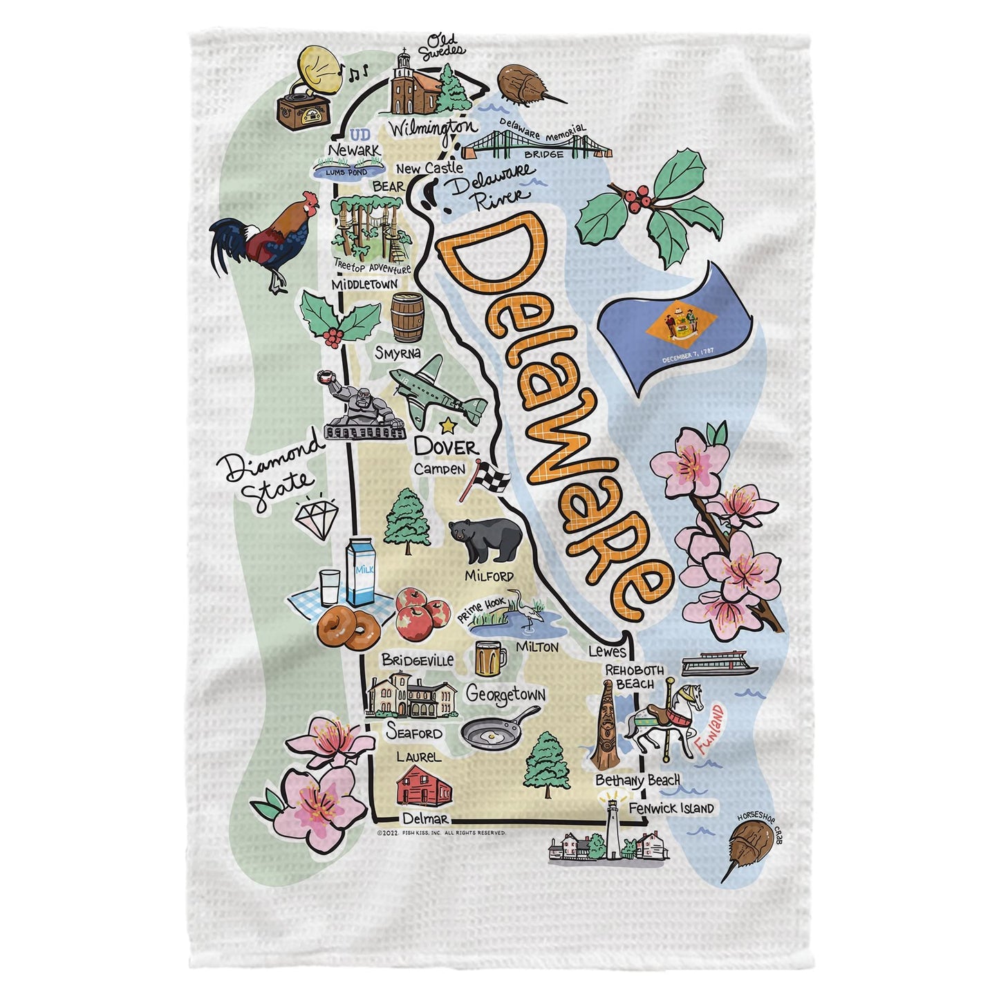 Fish Kiss® 16"x24" Map Dish Towel is of 100% Microfiber Waffle Weave Making it Super Absorbent, Soft & Machine Washable - Map Kitchen Towel,Map Dish Cloth is Multi Purpose