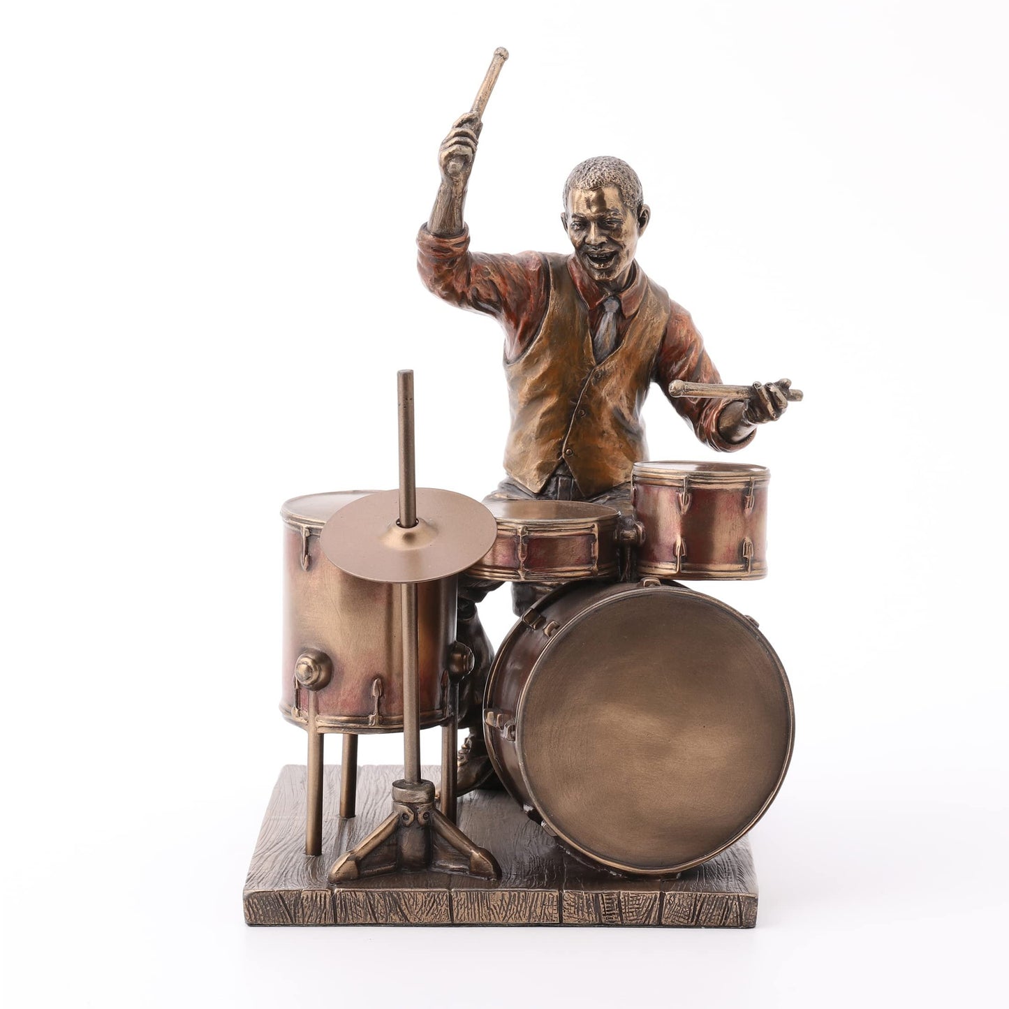Veronese Design 8" Jazz Band Drummer Resin Figurine Bronze Finish Statue