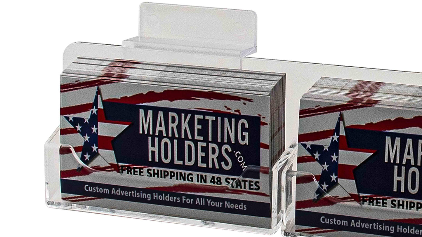 Marketing Holders Slatwall Business Card Holder 3 Pocket Organizer for Displaying 3.5" x 2" Contact Cards at Trade Shows and Expos Clear Acrylic Space Saving Rack