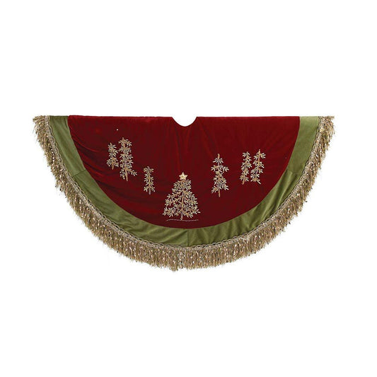 Kurt Adler Tassel Border Tree Skirt Burgundy