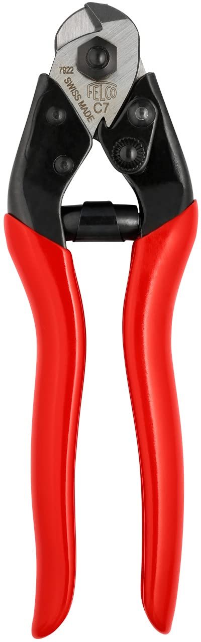 Felco Cable Cutter- Heavy Duty Strength Steel Wire One-Hand Cable Cutter with Non-Slip Grip (3mm)