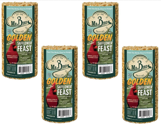 4-Pack of Mr. Bird Golden Safflower Feast Small Wild Bird Seed Cylinder 25 oz.