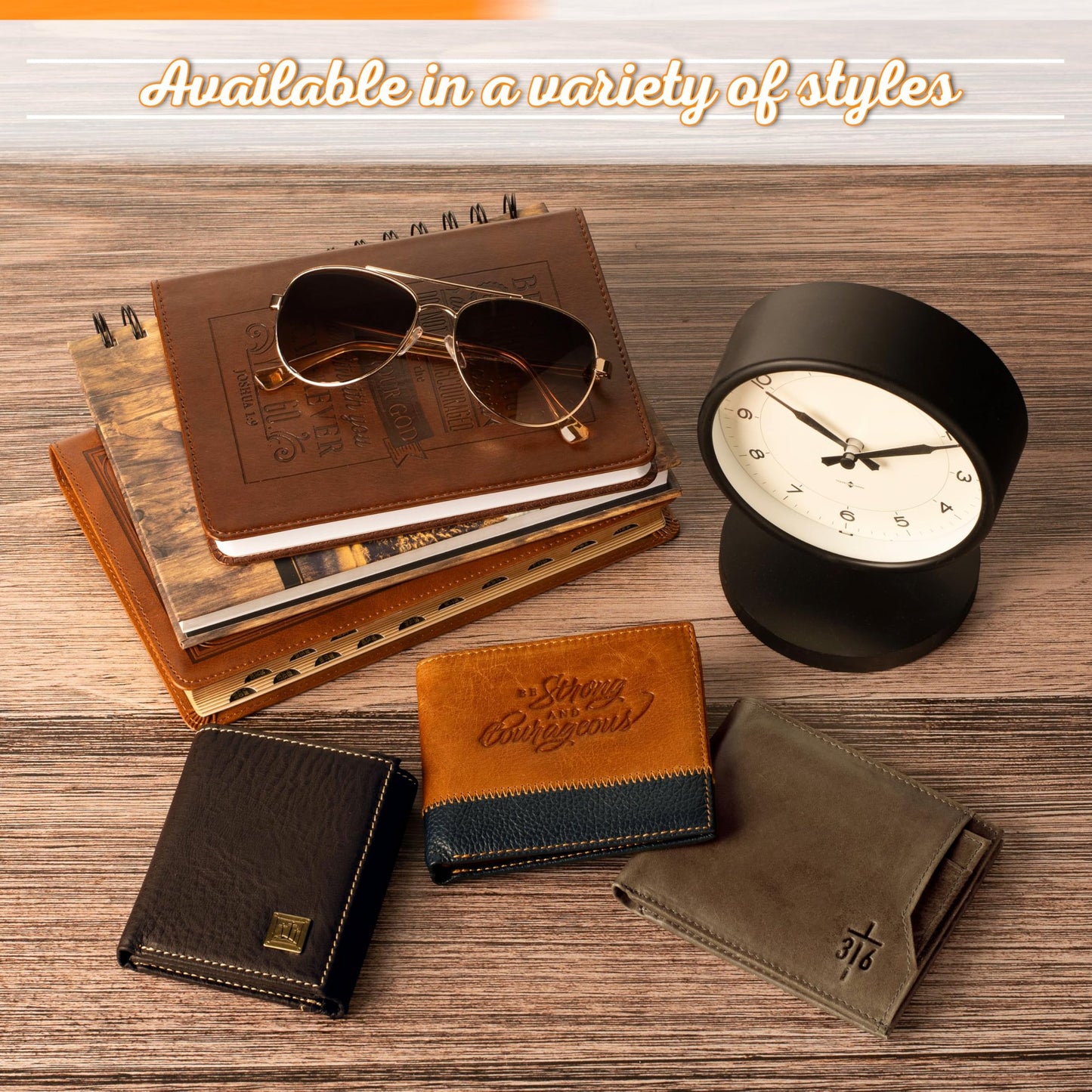 Christian Art Gifts Genuine Premium Full Grain Leather RFID Blocking Silver Engraved Cross Wallet for Men: Multi Pocket Billfold w/Removable ID Window Accessory for Credit Cards, Bills, Photos, Black