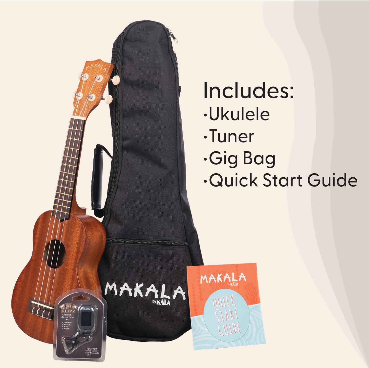 Kala Brand Music Co. 4-String Soprano Ukulele with Natural Mahogany Finish, Aquila Strings for Beginners and Enthusiasts