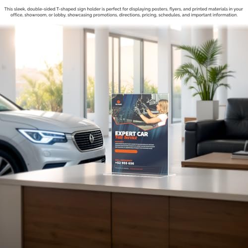 Marketing Holders Acrylic Sign Holder 11" x 14" Literature Flyer Poster Frame Letter Notice Menu Pricing Deli Table Tent Countertop Expo Event Sign Holder Display Stand Double Sided Bottom Loading