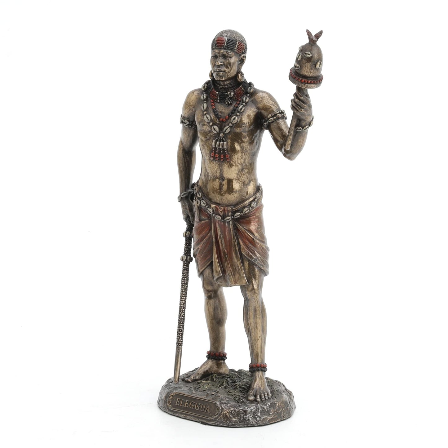 Veronese Design 8 7/8 Inch Ellugua God of Travelers African Orisha Resin Statue Bronze Finish