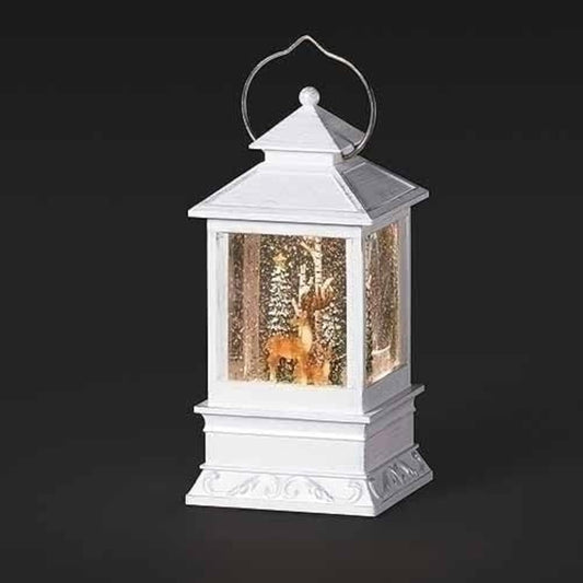 Roman, 8.5" H Lighted Swirl Vintage Deer Lantern, Confetti Glitter Lite, Christmas Decoration, Rustic