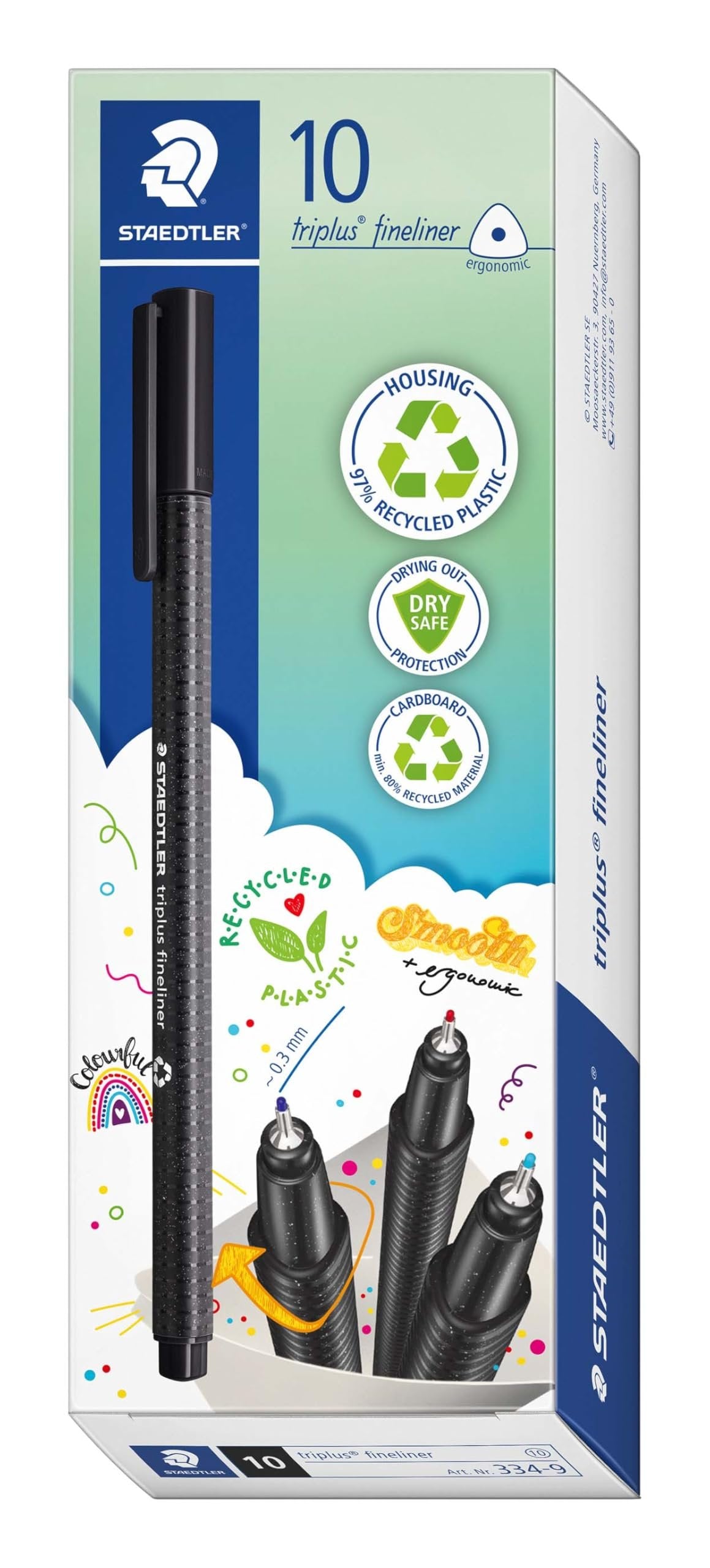 STAEDTLER Triplus Fineliner 334 SB10 Tips Desktop Box