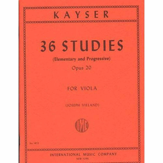 Kayser Heinrich Ernst 36 Elementary Progressive Studies Op 20 Viola by Joseph Vieland International