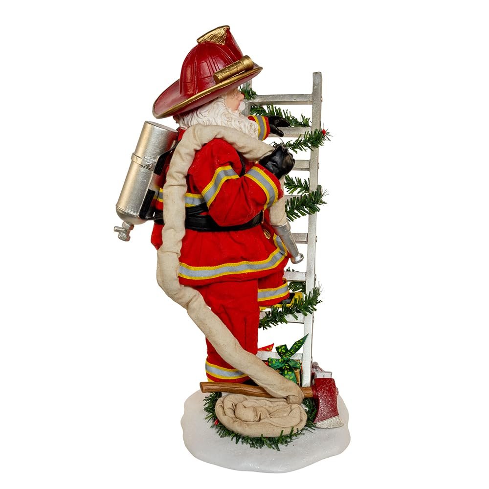 Kurt Adler 11.5-inch Fabriché™ Fireman Santa On Ladder