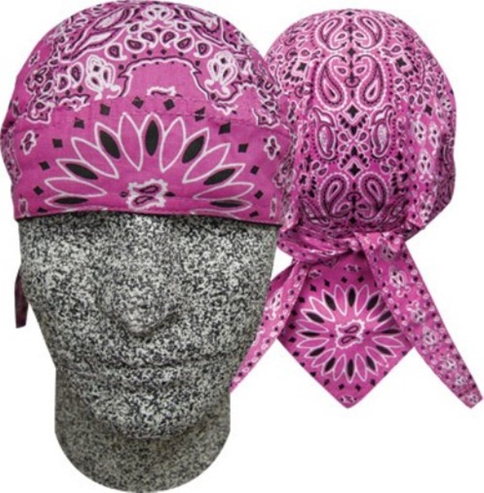 Danbanna Deluxe Pink Paisley Headwrap Doo Rag Skull Cap
