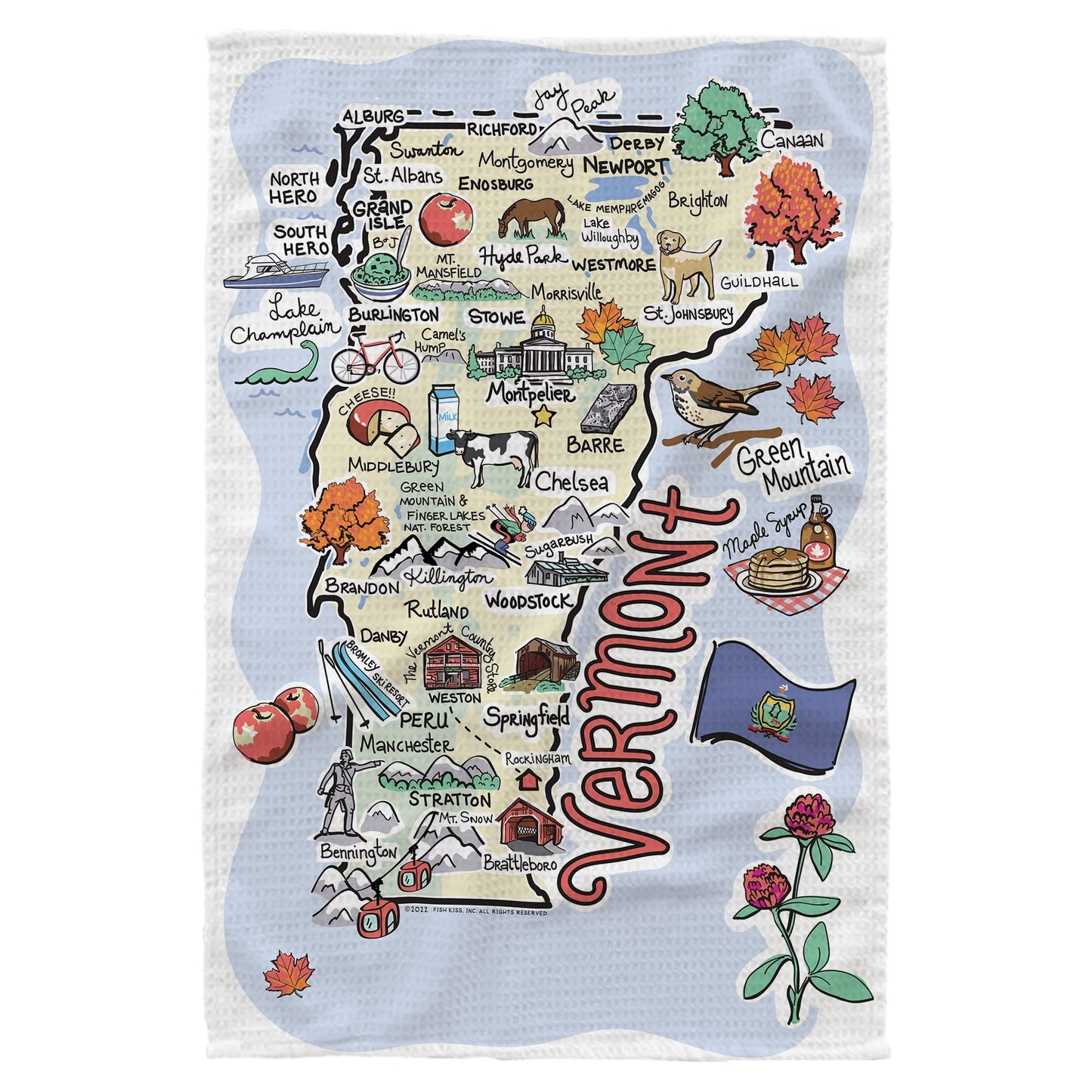 Fish Kiss® 16"x24" Map Dish Towel is of 100% Microfiber Waffle Weave Making it Super Absorbent, Soft & Machine Washable - Map Kitchen Towel,Map Dish Cloth is Multi Purpose