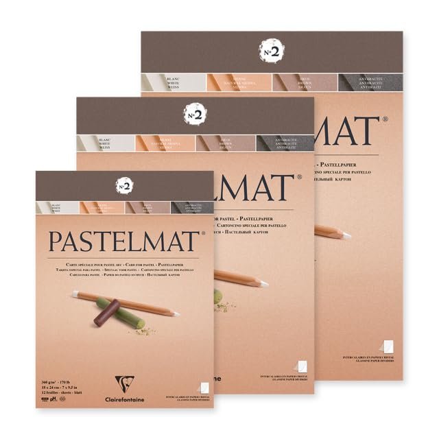 Clairefontaine PastelMat Pastel Card Pad, 360 g, 12 Sheets - Assorted Colours