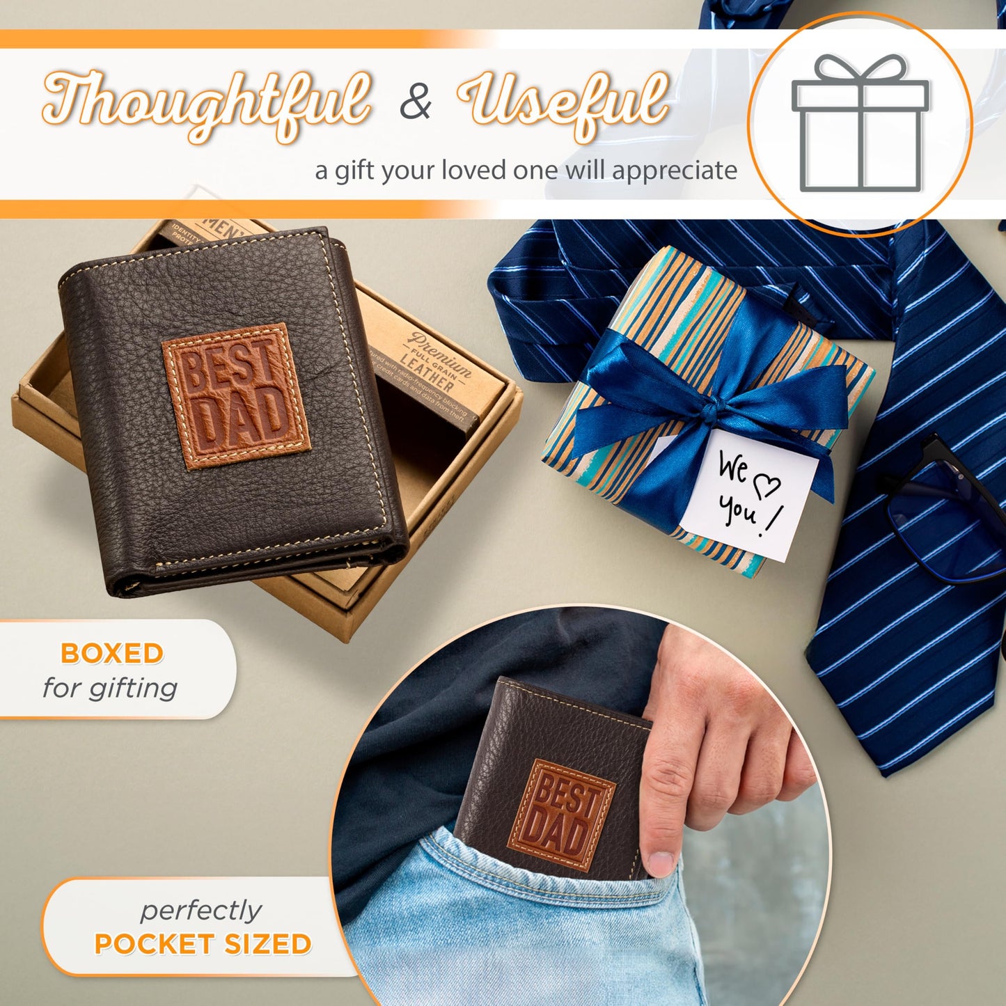 Christian Art Gifts Genuine Premium Full Grain Leather RFID Blocking Silver Engraved Cross Wallet for Men: Multi Pocket Billfold w/Removable ID Window Accessory for Credit Cards, Bills, Photos, Black