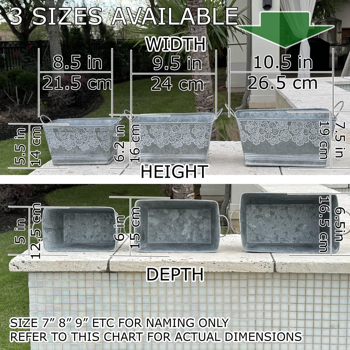allgala llgala Galvanized Planter Pot Indoor and Outdoor Decoration-Rectangular