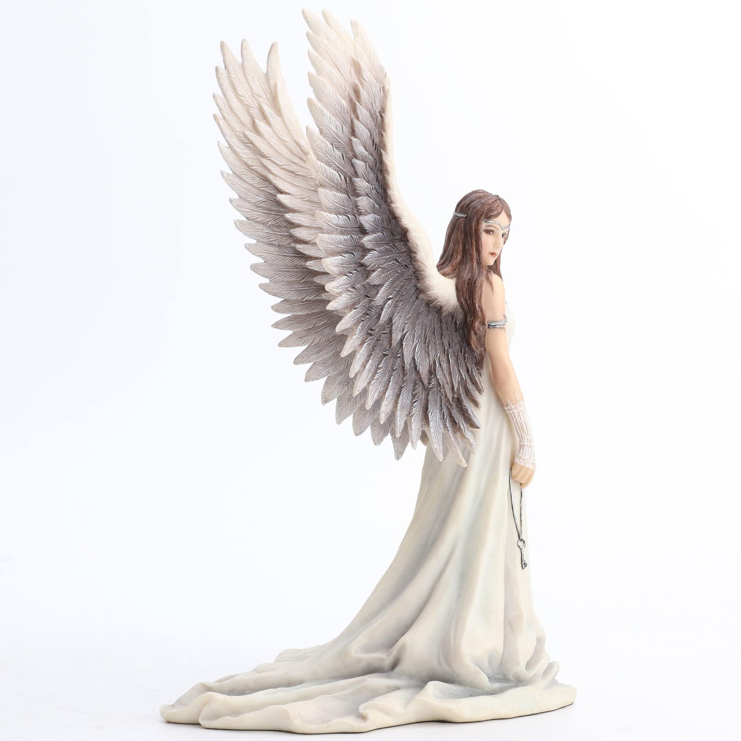 US 9.5 Inch Spirit Guide Fairy Decorative Statue Figurine, White and Gray