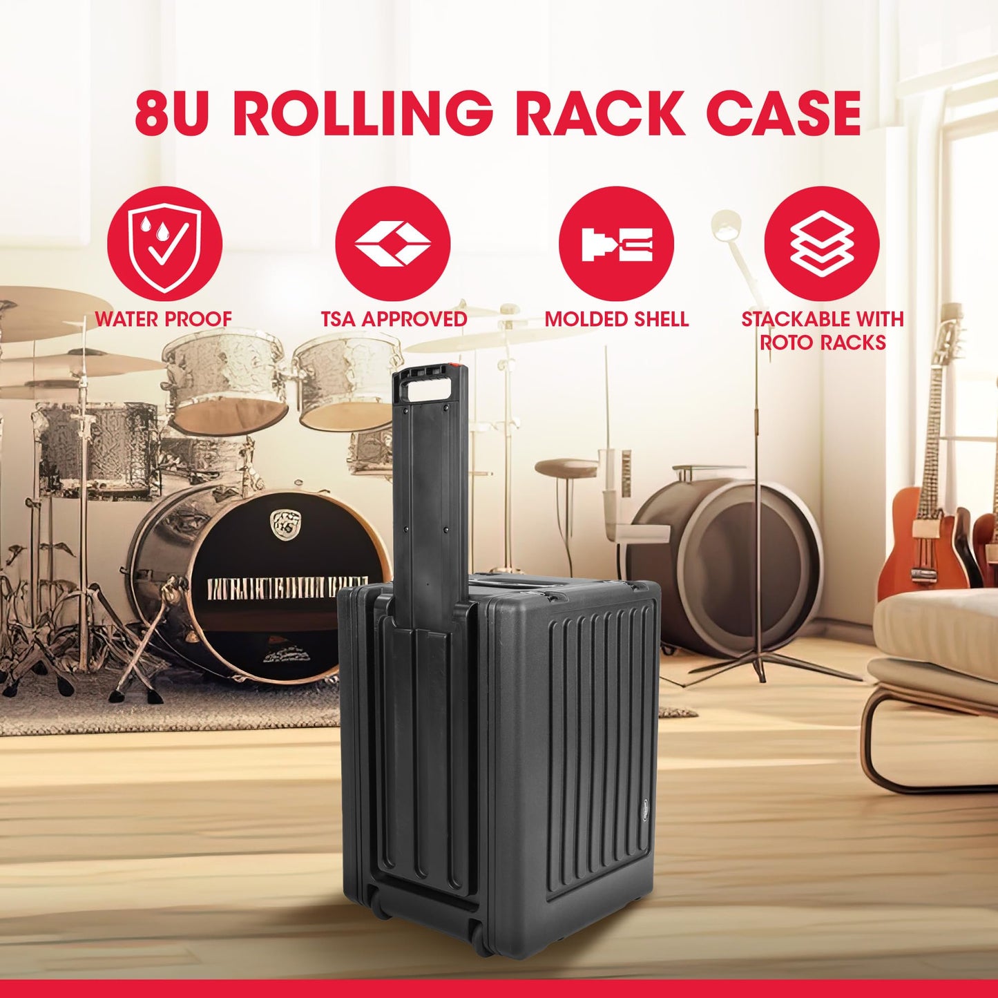 SKB 4U rSeries Shallow Rolling Rack Case