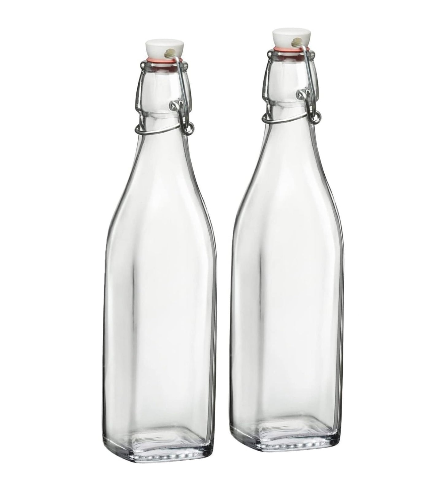 Bormioli Rocco 33.75oz Swing Bottle (Set of 2) - Reusable Glass with Airtight Leakproof Swing Tops, BPA-Free Office Water Bottle, Great for Homemade Syrups, Dressings, Infused Oils, Fresh Juices