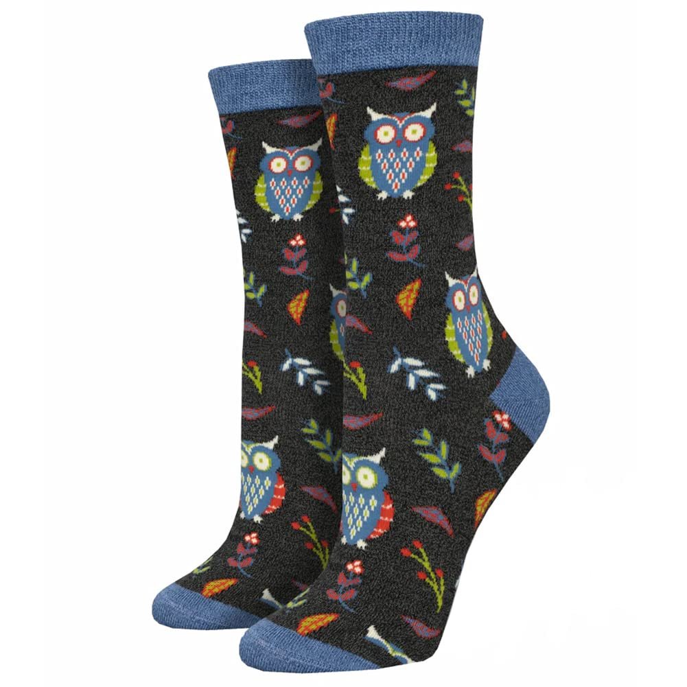Socksmith Cute Hoot Charcoal Heather 9-11 (Women's Shoe Sizes 5-10.5)