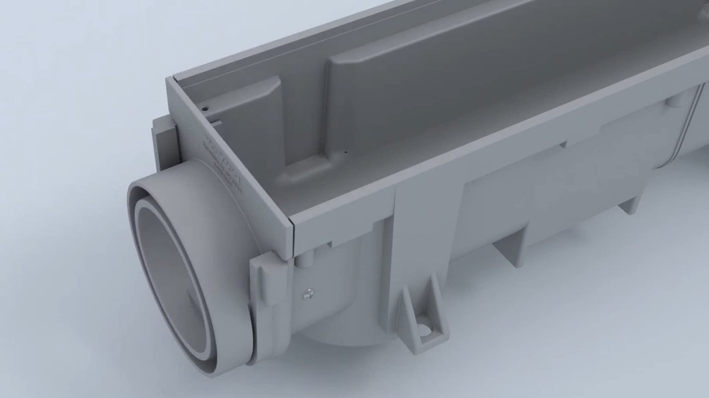 Polylok Heavy Duty Trench Drain Open End Outlet - Gray