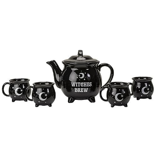 Pacific Trading Witches Brew Tea Set, 10.25-inches Height, Black, Ceramic, Kitchen, Kitchen Accessories