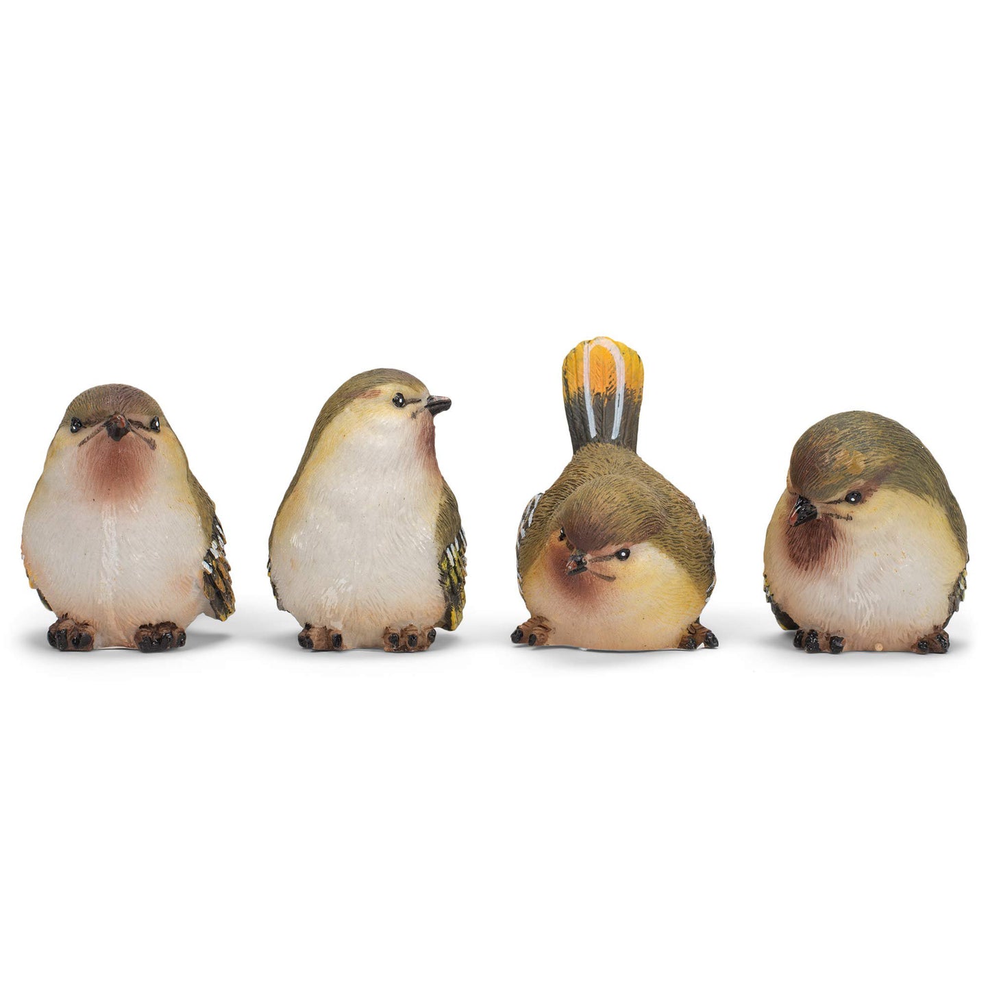 RAZ Imports Striped Wing Bird 2.5 x 2.25 inch Resin Decorative Tabletop Figurine Set of 4, Sage Green