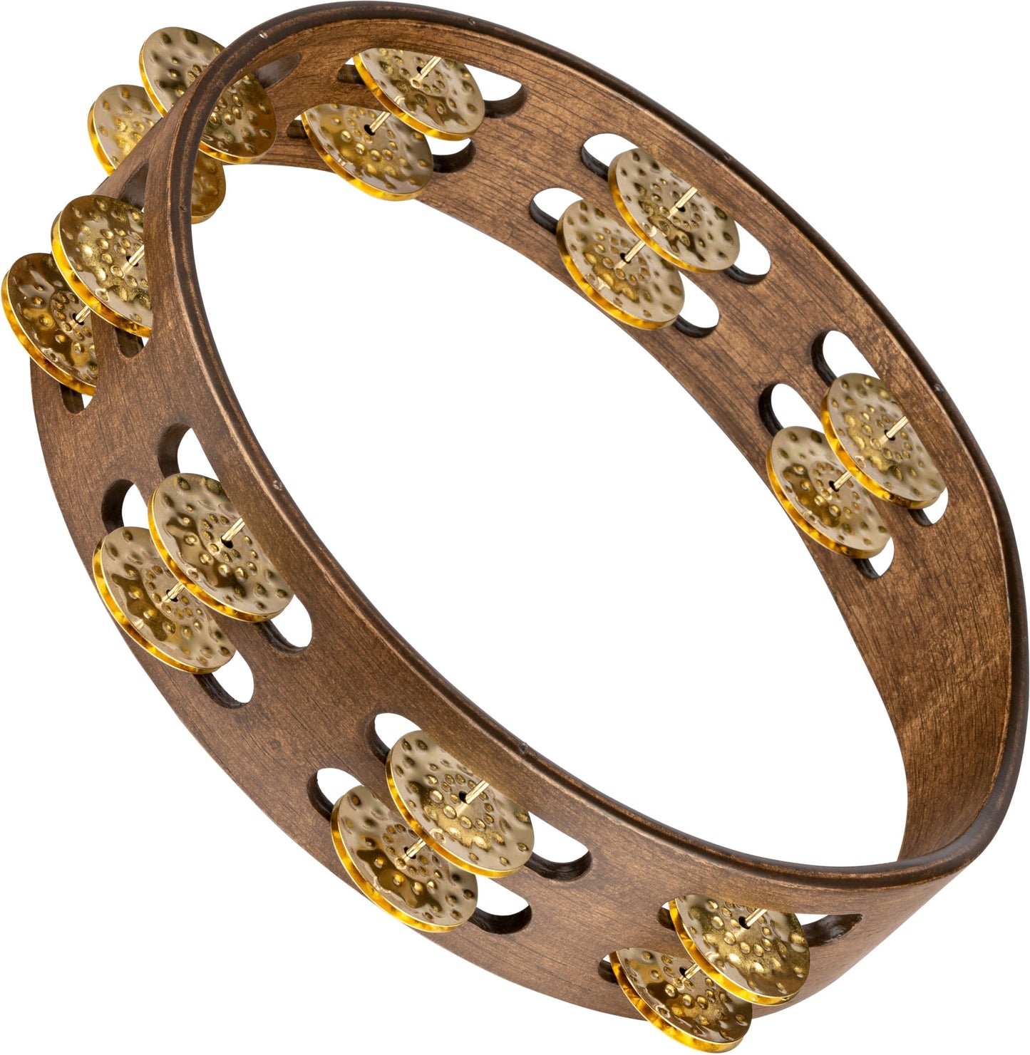 Meinl Percussion TA1V-WB 10-Inch Vintage Wood Tambourine with Single Row Hammered Brass Jingles