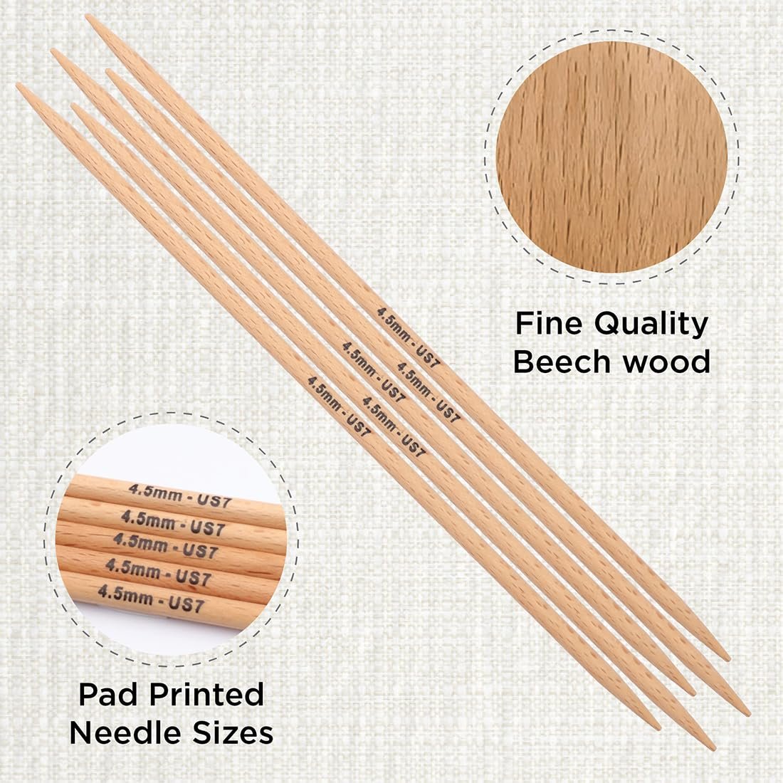 KnitPro Basix Beech Double Pointed Needles 8" (20cm)