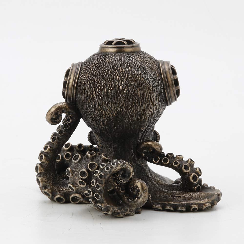 Veronese Design 5.2 Inch Steampunk Octopus Diving Bell Clock Men's Gift Cold Cast Bronzed Resin Statue