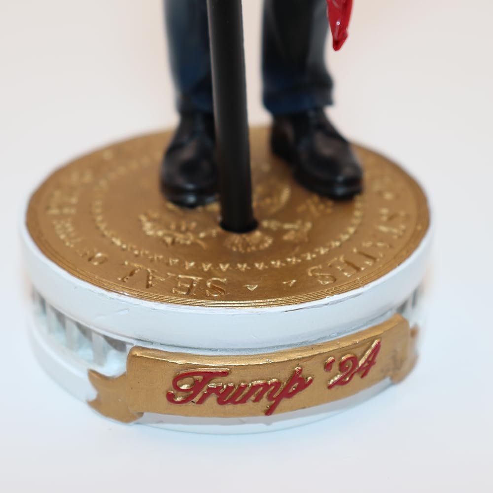Proud Patriots Donald Trump Bobblehead | (Trump Holding American Flag - Cloth Flag Included)