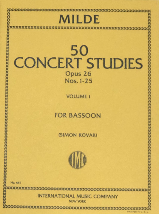50 Concert Studies Opus 26 Nos. 1-25, Volume I for Bassoon