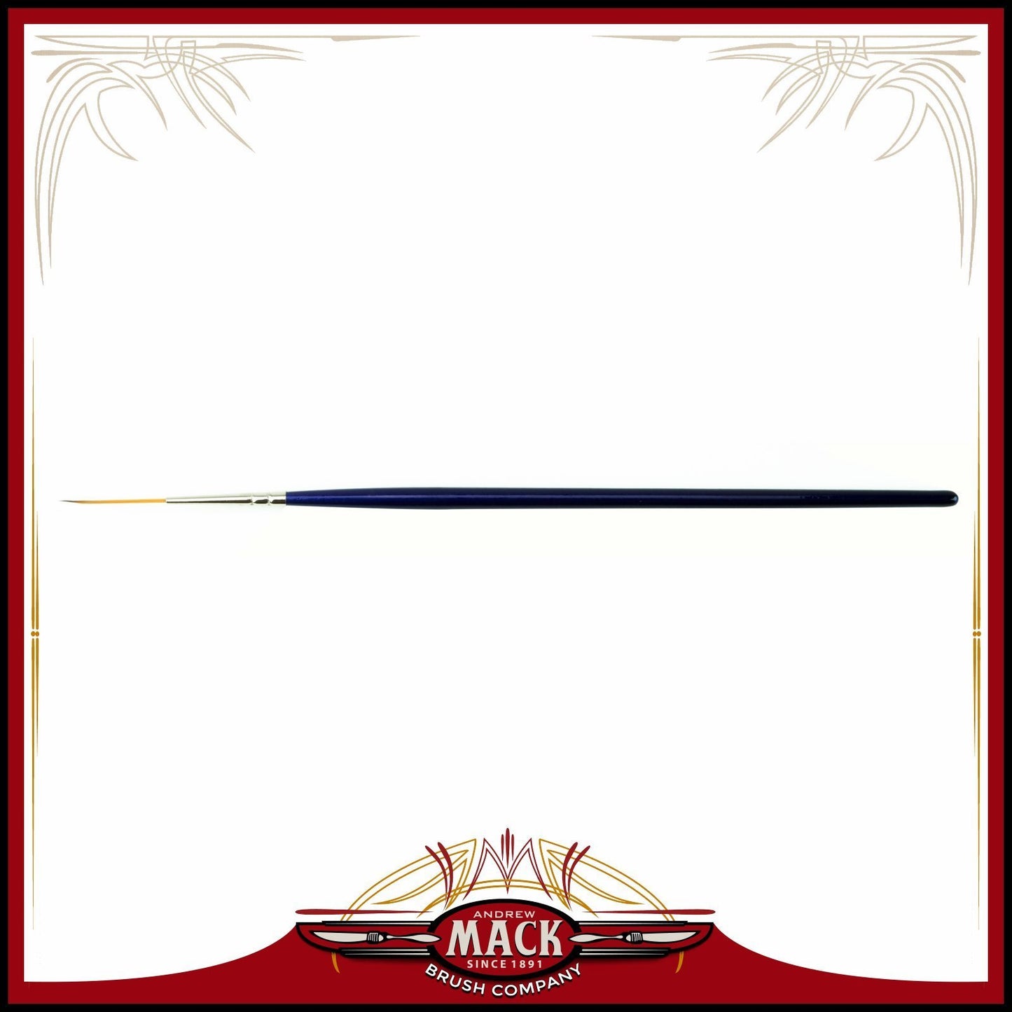Andrew Mack The Virus Scrolling Script Pinstriping Brush Size 0 Series 444 with Specially Blended Golden Taklon, 7/8" Length Out
