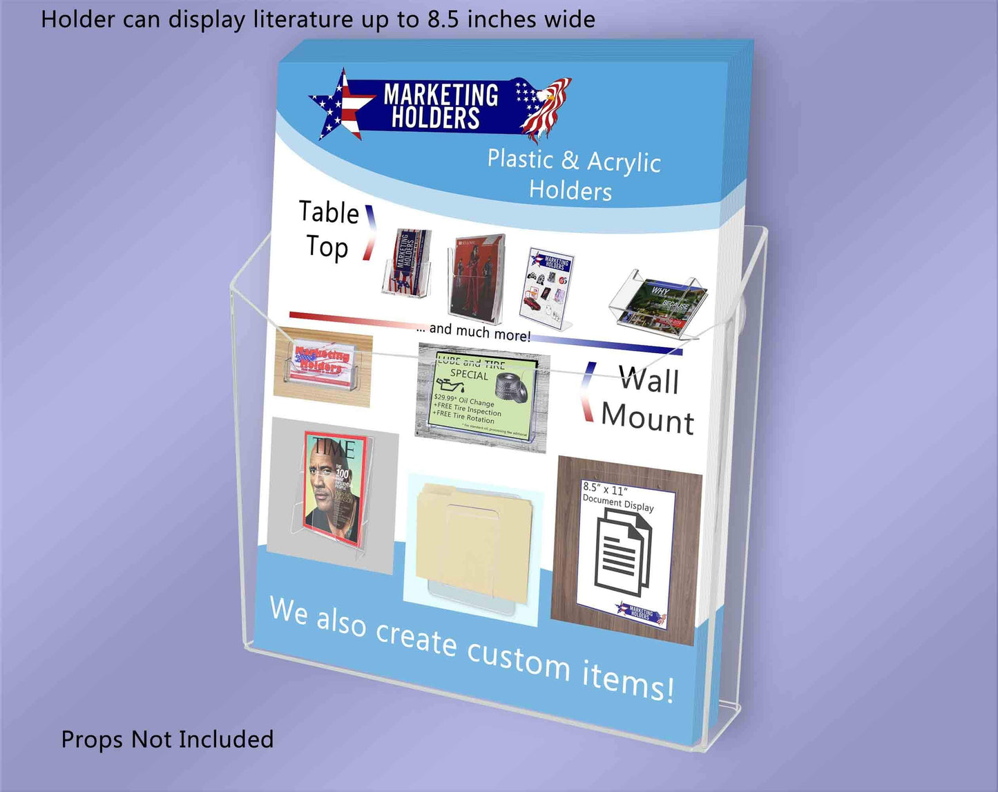 Suction Cup 8.5" Flyer Organizer Rack Literature Holder Catalog Display Durable Clear Acrylic Window or Glass Mount by Marketing Holders