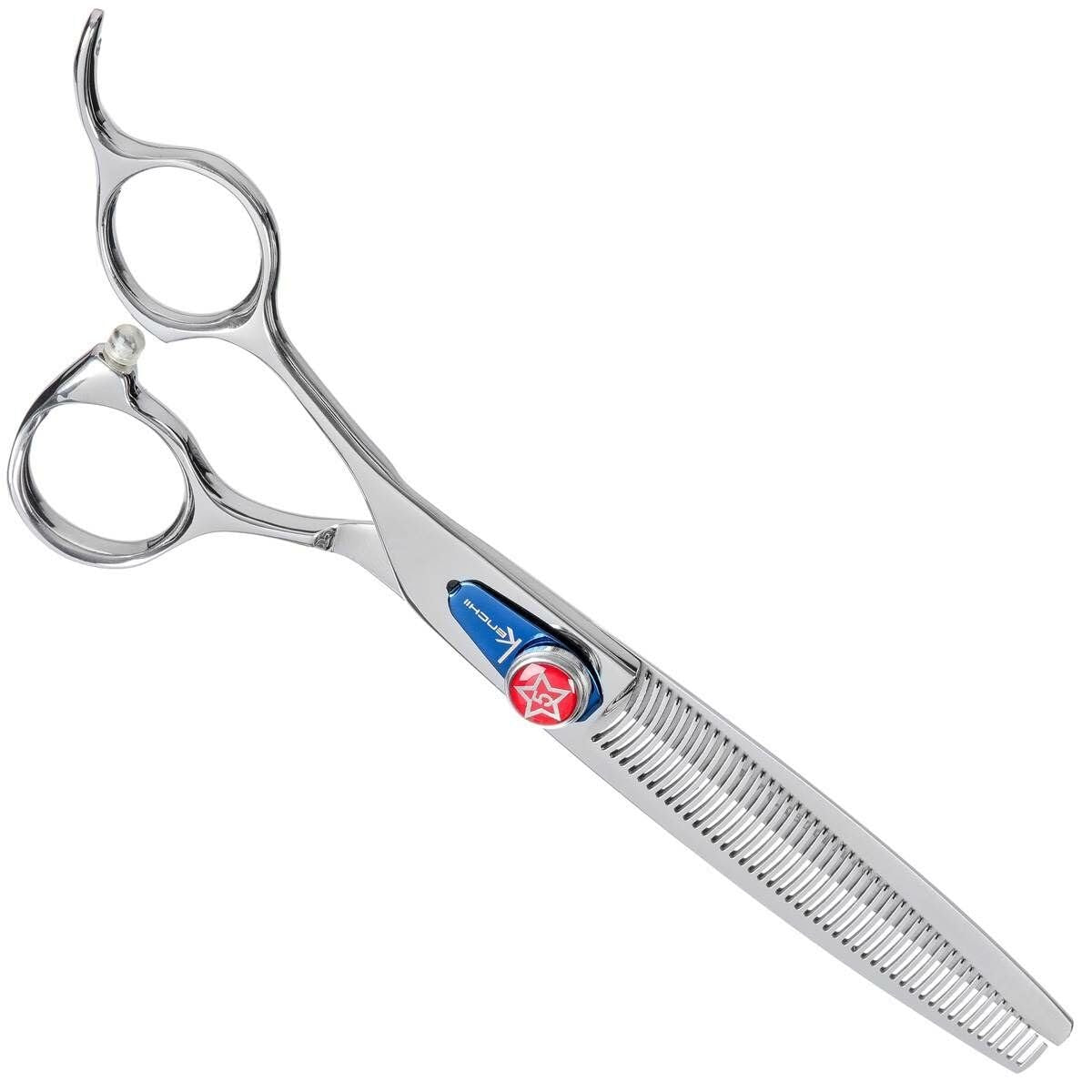 KENCHII Flame Level-3 8 Inches Semi-convex Edge Scissor in Silver Color