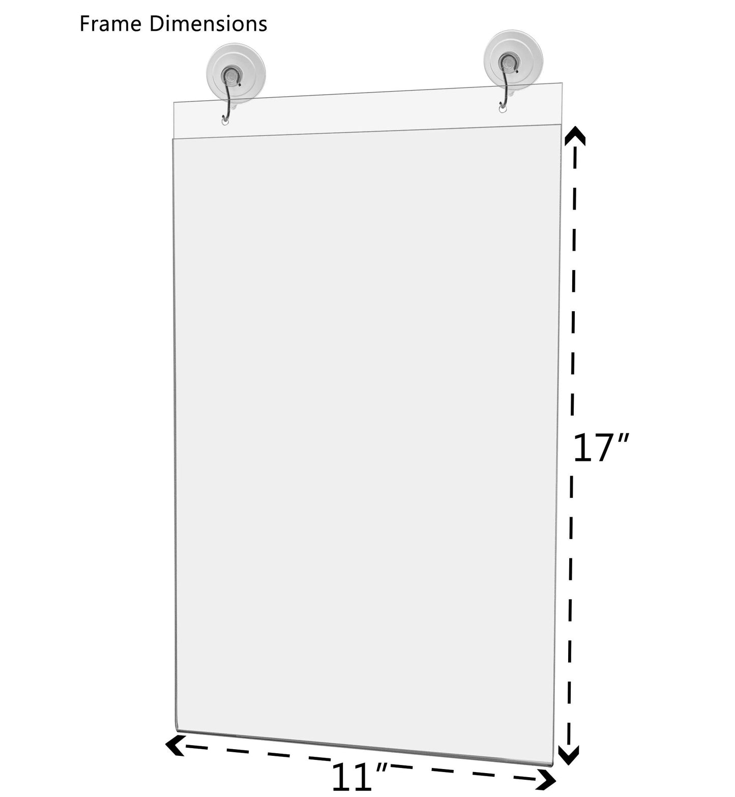Marketing Holders Window Sign Holder 11" x 17" with 2 Predrilled Holes and Suction Cups with Hooks for Lease or Sale Signs in Real Estate Agencies and Car Dealerships Clear Acrylic