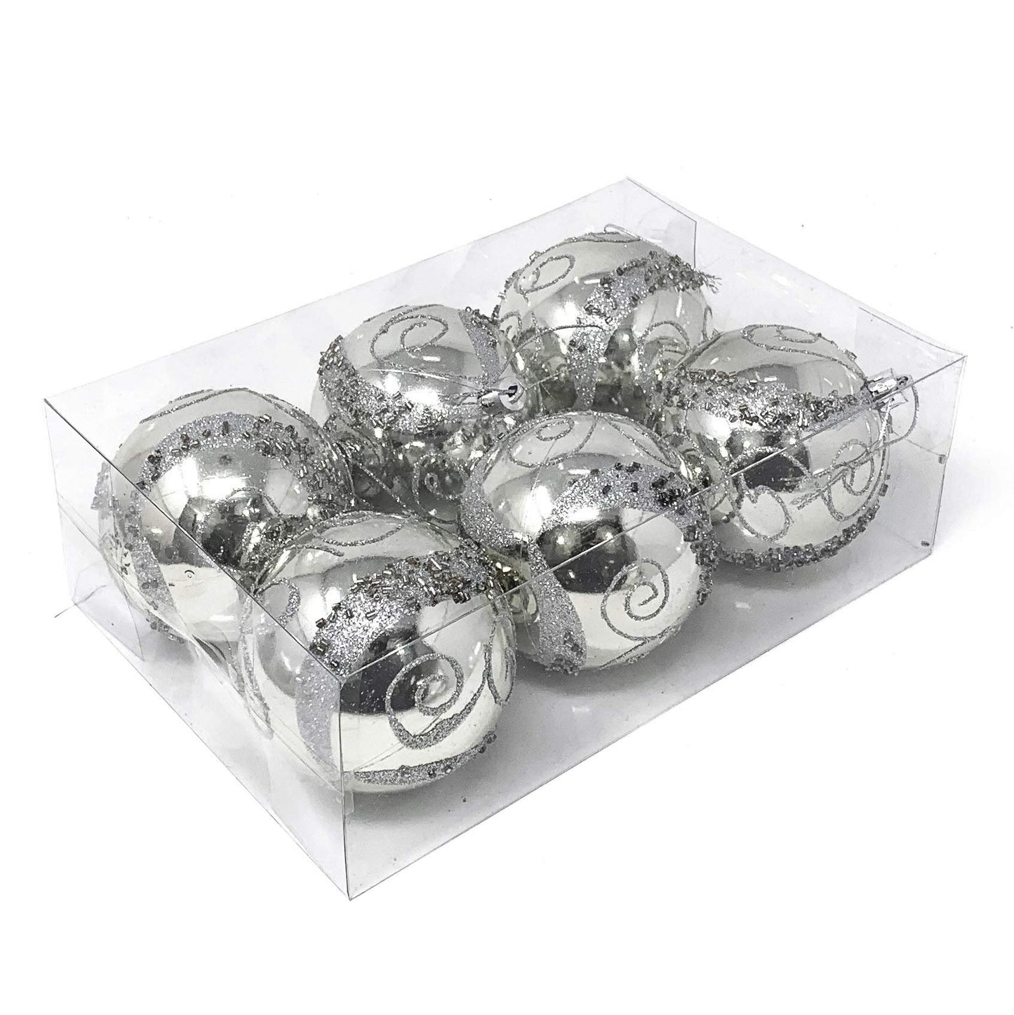 allgala 6-PK 3 Inch Luxury Glitter Rich Decoration Christmas Tree Ornament Balls