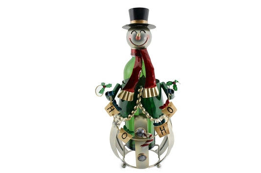 WINE BODIES Christmas Snowman Metal Wine Bottle Holder Character, Multicolor