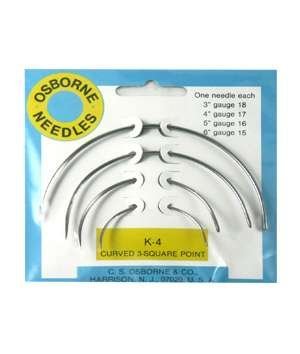 C. S. Osborne K-4 Curved 3 Square Point Needle Card Include 3" 4" 5" and 6" Long ( Upholstery Tool )