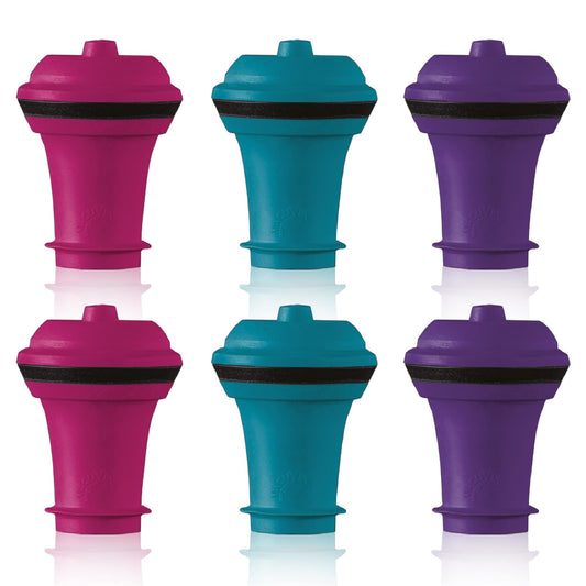 Vacu Vin Wine Saver Vacuum Stoppers - Airtight Seal for Opened Bottles to Preserve the Freshness Up to 10 Days - Easy to Use Perfect for Every Occasion, Set of 6 - Multicolor