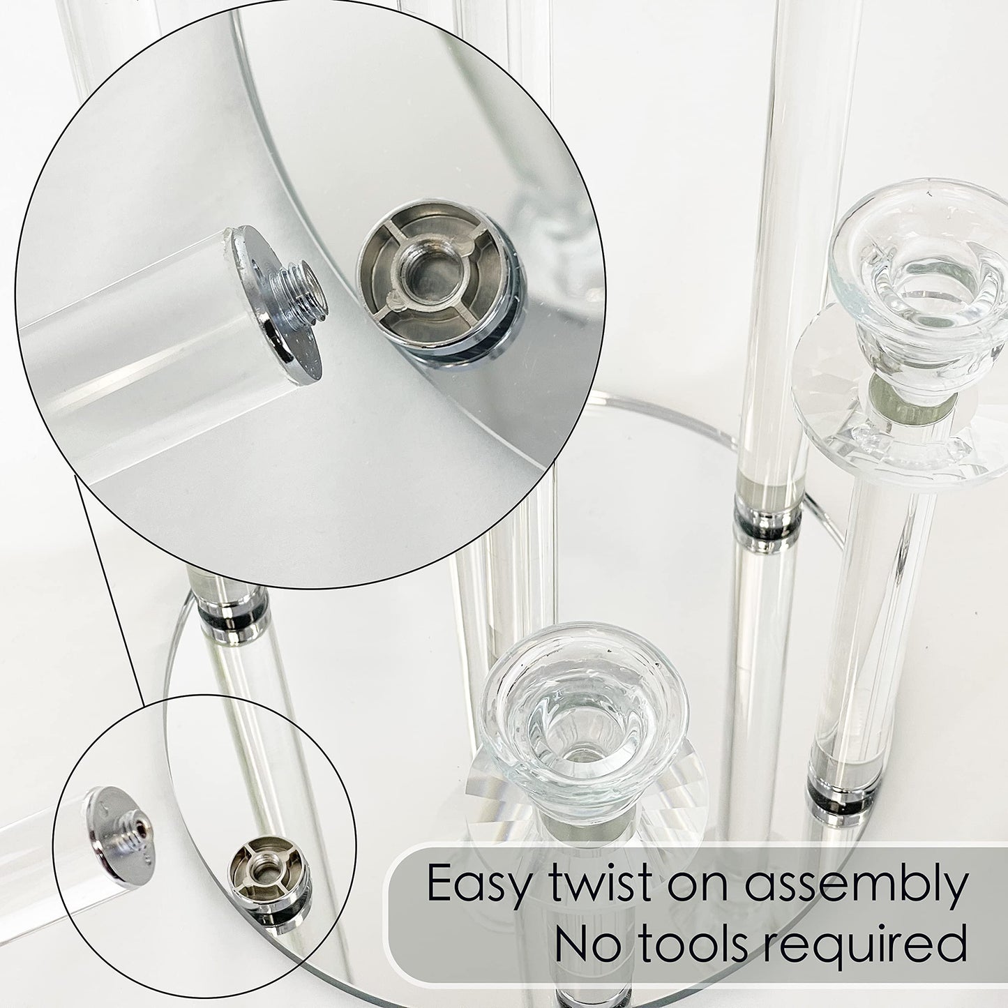 Allgala 23Inch (58CM) Glass Candleabra Tall 7-Cup Crystal Solid Glass Cylinder Tube Rod Candle Holder for Taper-Candle Candlesticks for Home Party Event Wedding Bridal Shower