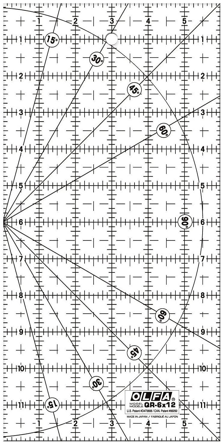 OLFA 1071819 QR-6x12 6-Inch x 12-Inch Frosted Advantage Acrylic Ruler