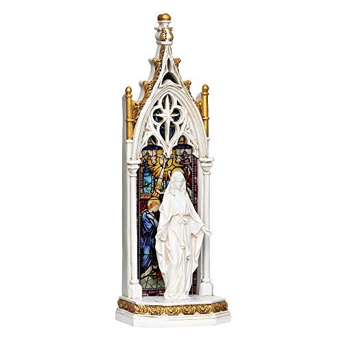 Joseph's Studio by Roman - Our Lady of Grace Arch Window LED Figure, Renaissance Collection, 11.75" H, Resin and Stone, Religious Gift, Decoration, Battery Operated