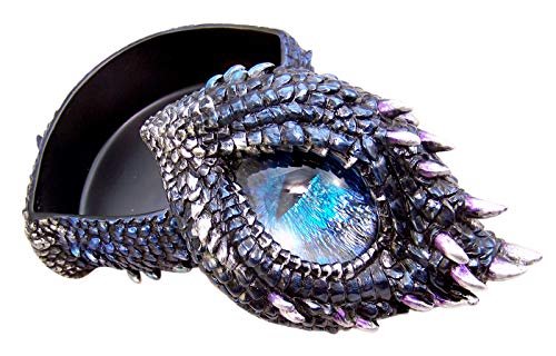 Unicorn Studios Purple and Blue Thorny Scale Dragon Eye Jewelry Trinket Box, 5 Inch