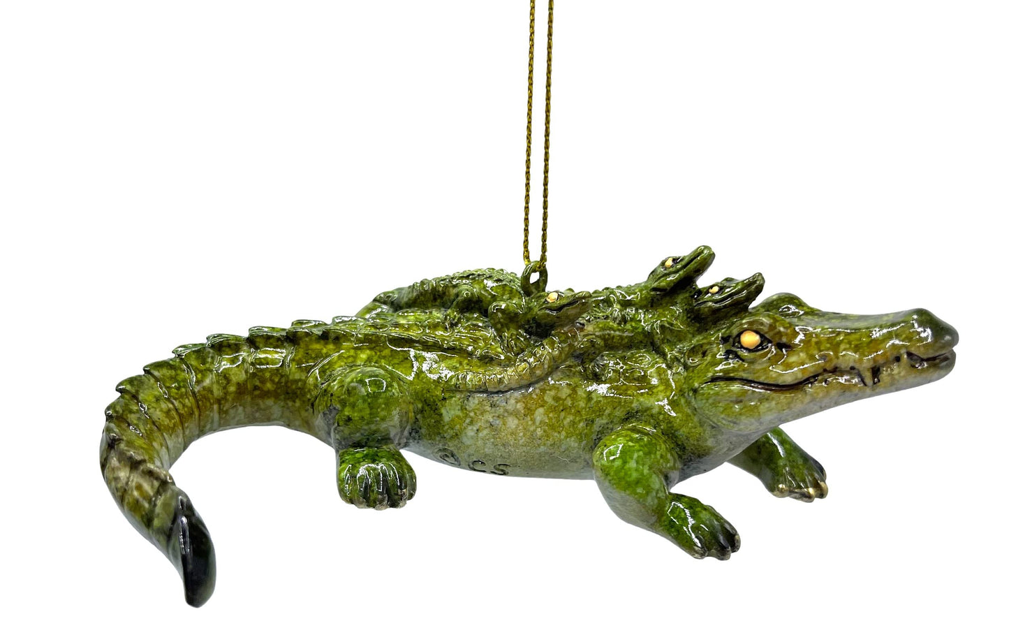 Cape Shore Christmas Glossy Resin Ornament, Gator with Babies, Holiday Tree Decoration, Home Collection