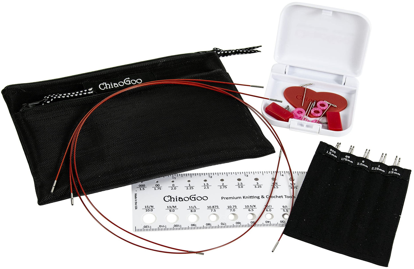 ChiaoGoo Circular Knitting Needle, Stainless Steel, Red, 10 cm