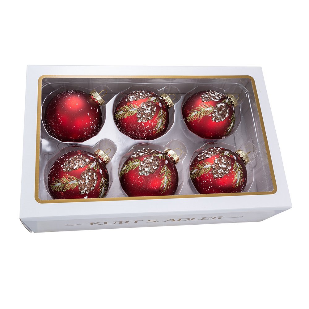 Kurt Adler GG0839 Ornament, red, 6 Count,Christmas