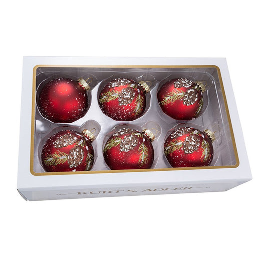 Kurt Adler GG0839 Ornament, red, 6 Count,Christmas