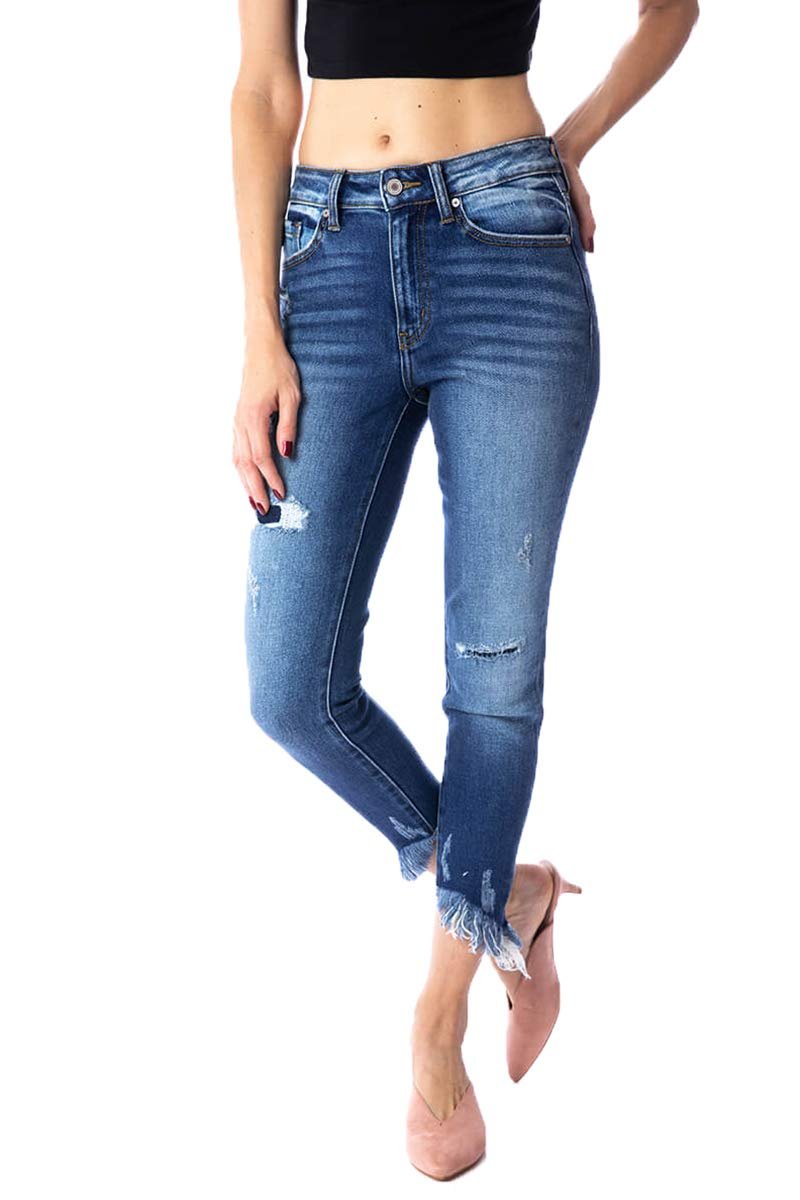 Kan Can Women's High Rise Ankle Skinny Jeans