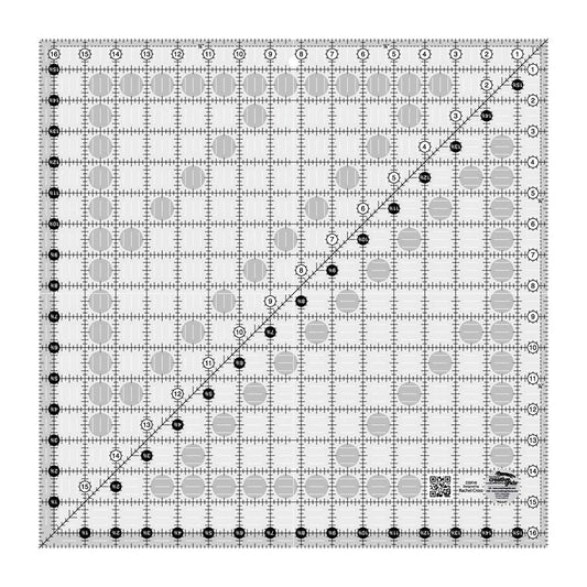 Creative Grids Quilt Ruler 16-1/2in x 16-1/2in Square – CGR16 – Made in USA, Non-Slip Grip Acrylic Quilting, Sewing, Crafting, Patchwork Ruler for Measuring & Cutting Fabric
